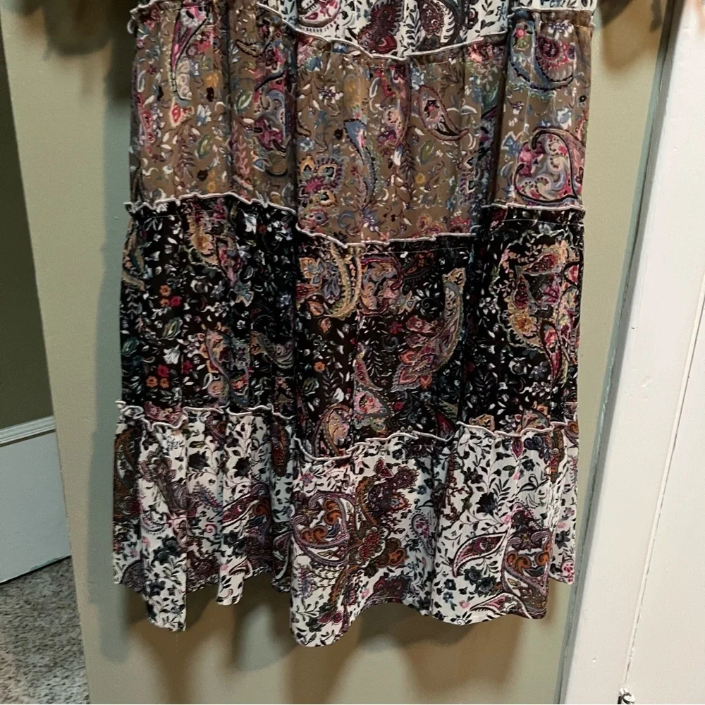 Figueroa & Flower Women's Size Large Midi Dress Boho Paisley Floral Off Shoulder